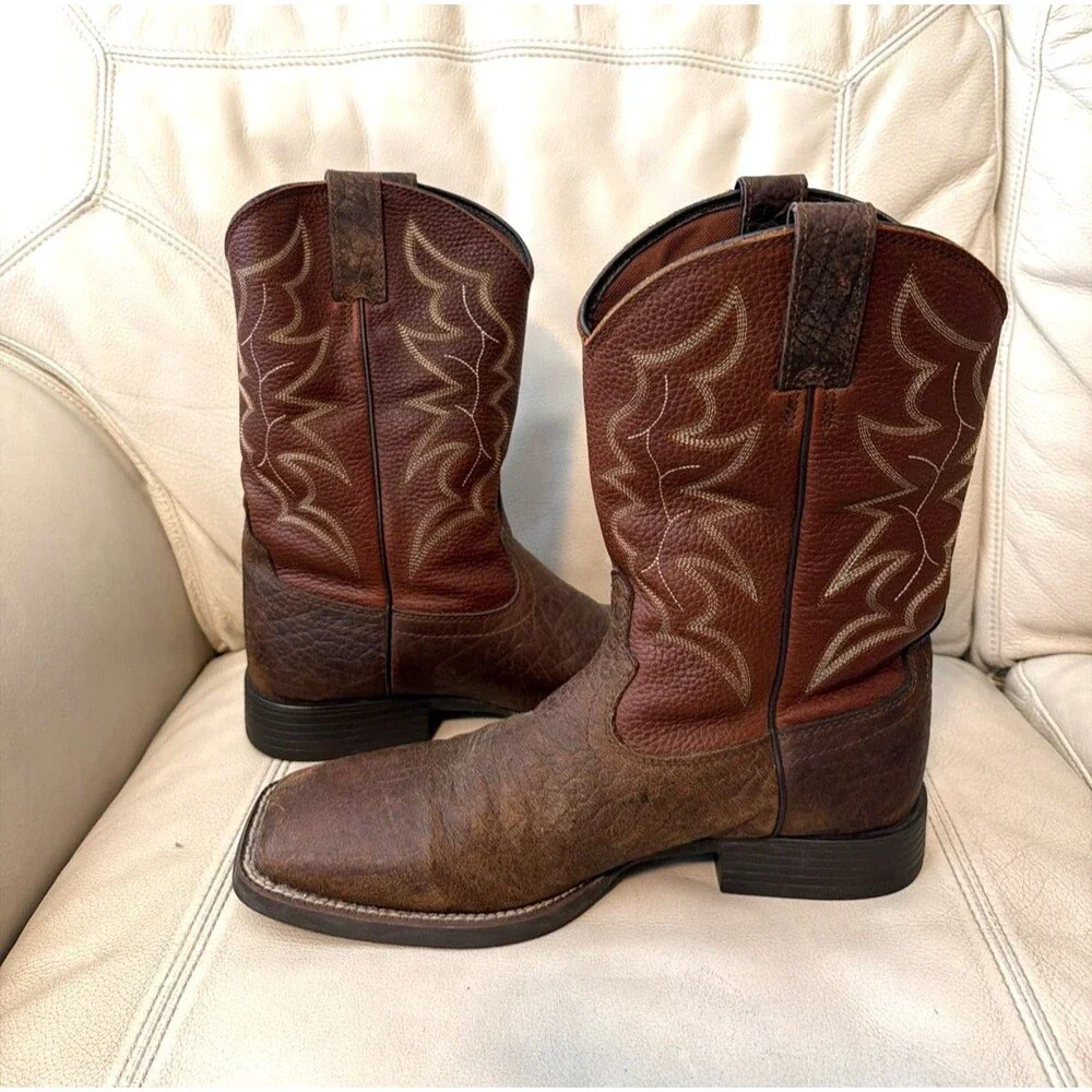 Justin Boots 11D Chet Mens Stampede Cowboy Leather Brown 7222